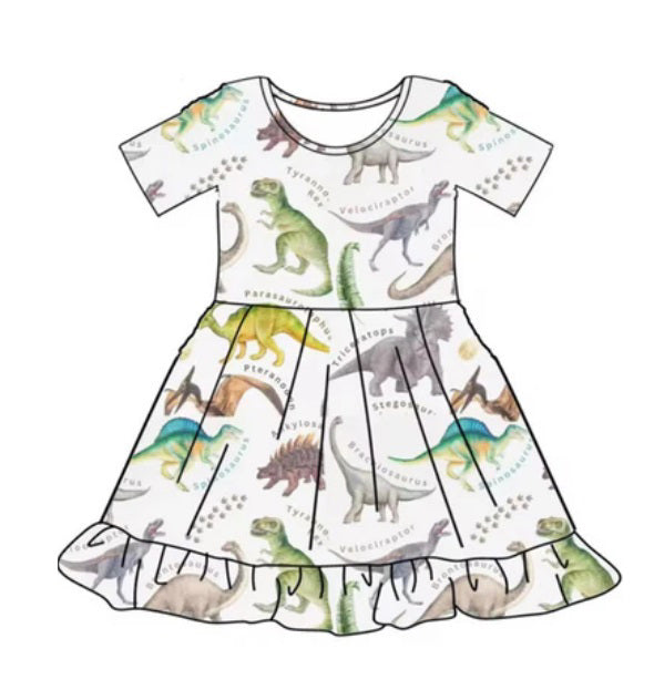 dinosaur dress Kaleidosaurus Rainbow Dinosaurs Sleeveless Play Dress with Pockets