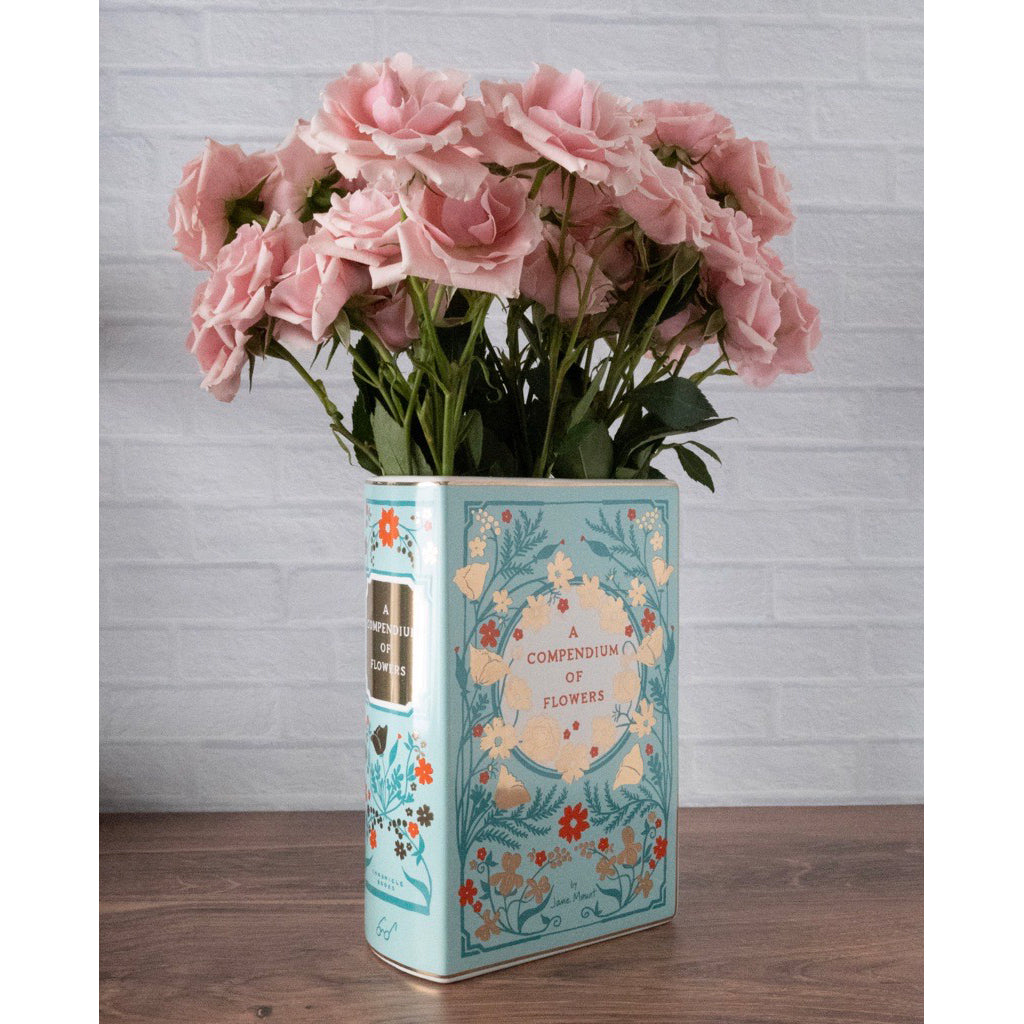 Bibliophile Ceramic Vase: A Compendium of Flowers