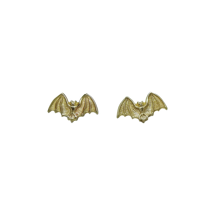 Bat Stud Earrings - Bright Brass
