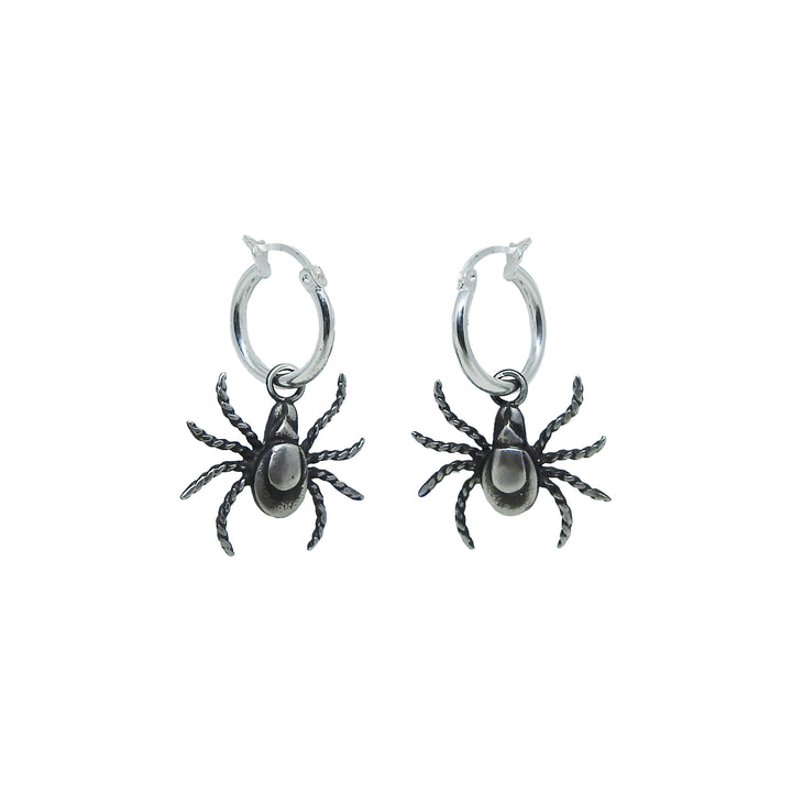 Tick Hoop Earrings - Sterling Silver