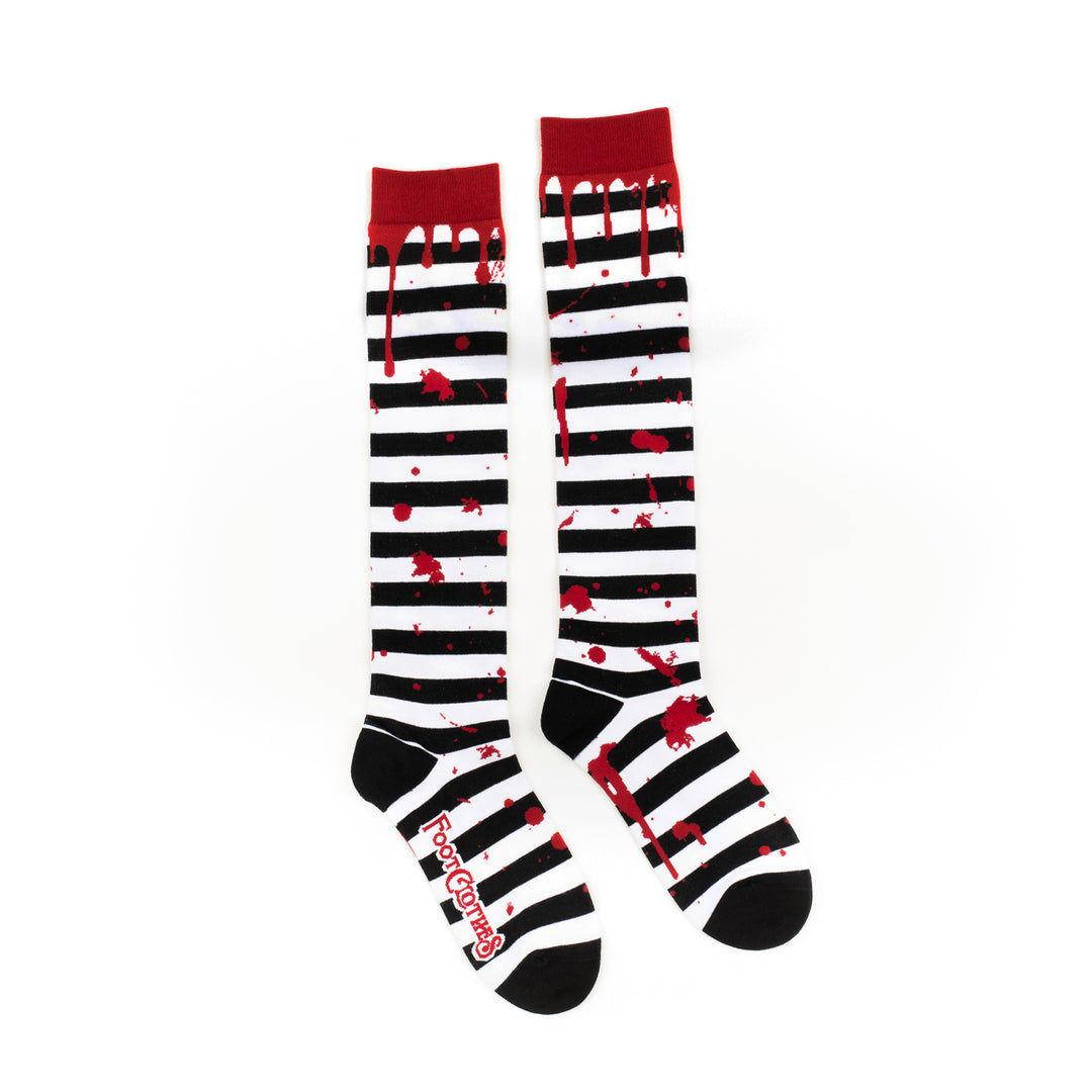 Unisex Striped Blood Spatter Knee High Socks