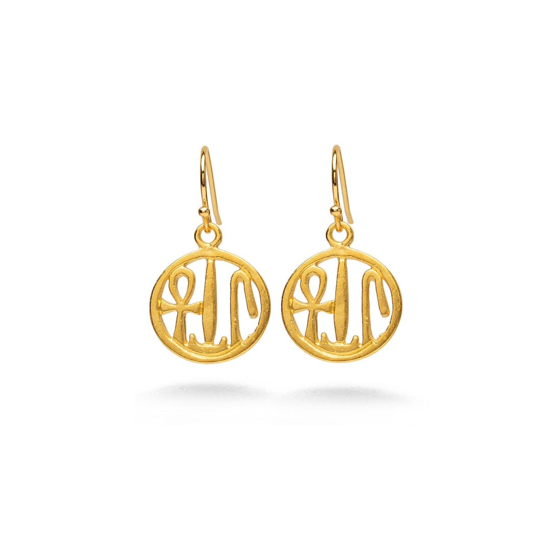Health, Life & Happiness Earrings - Gold Finish