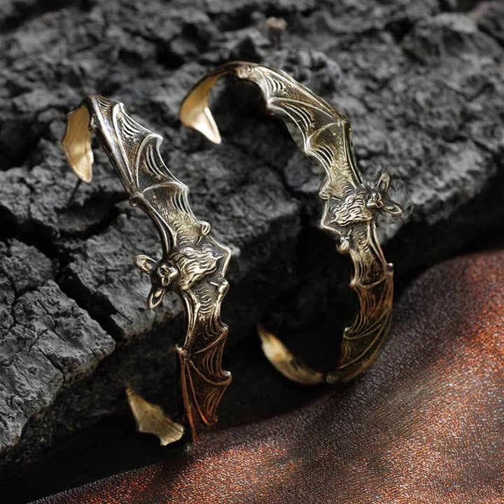 Bat Hoop Earrings - Bronze