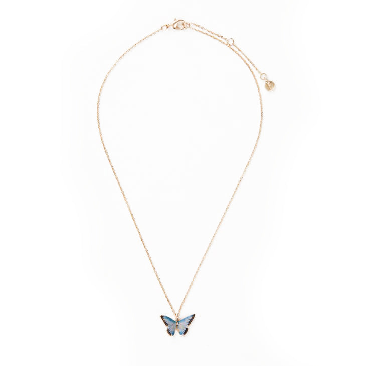 Enamel Blue Butterfly Necklace