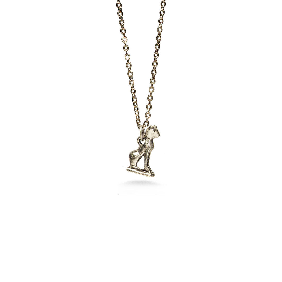 Bastet Cat Pendant Necklace - Antiqued Silver Finish