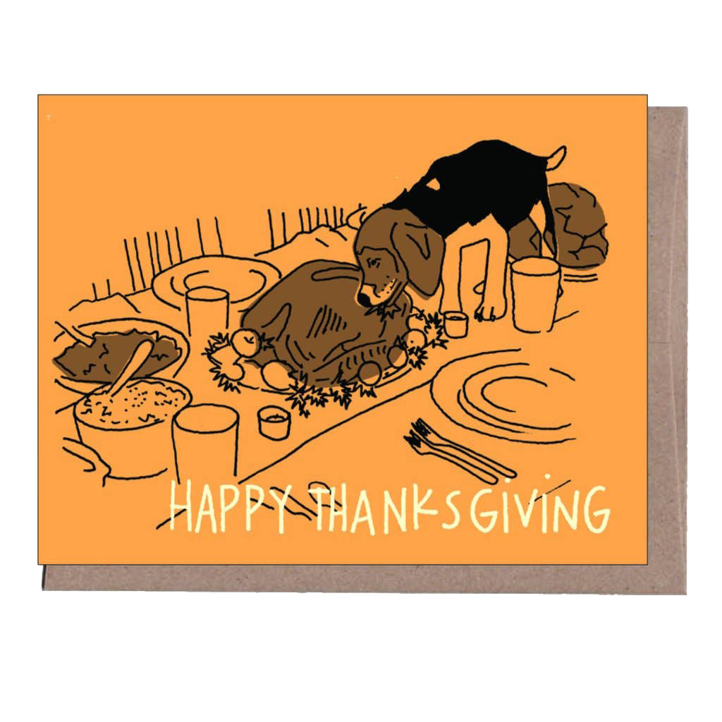 Naughty Dog Thanksgiving Greeting Card