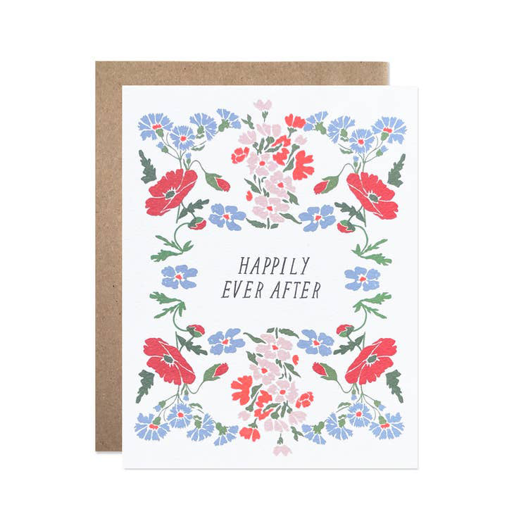 Happily Ever After Cornflower and Poppy Greeting Card