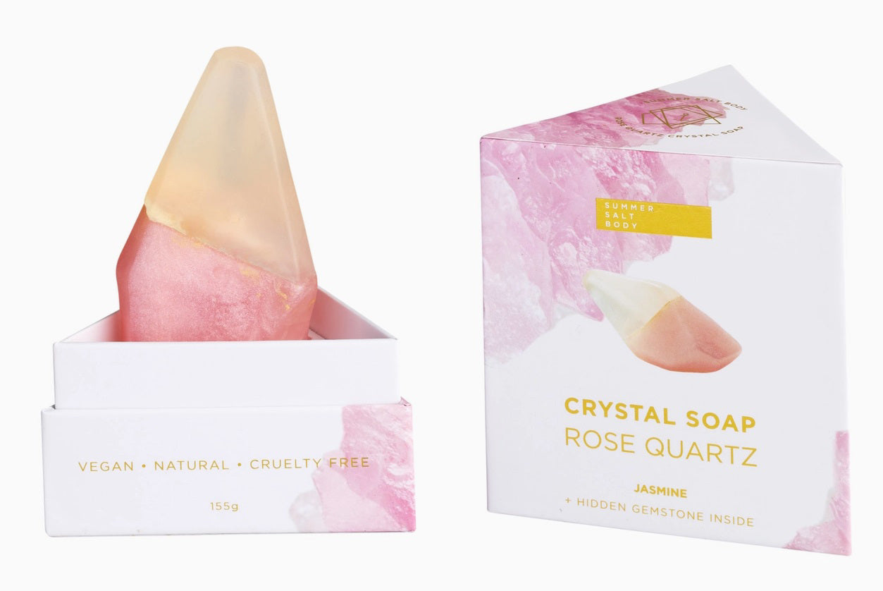 Rose Quartz Crystal Soap open box