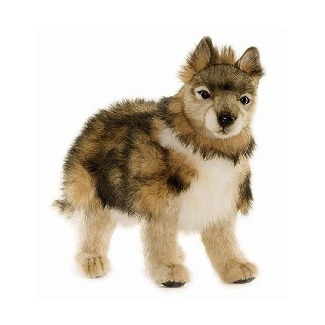 Realistic Gray Wolf Cub Standing Plush
