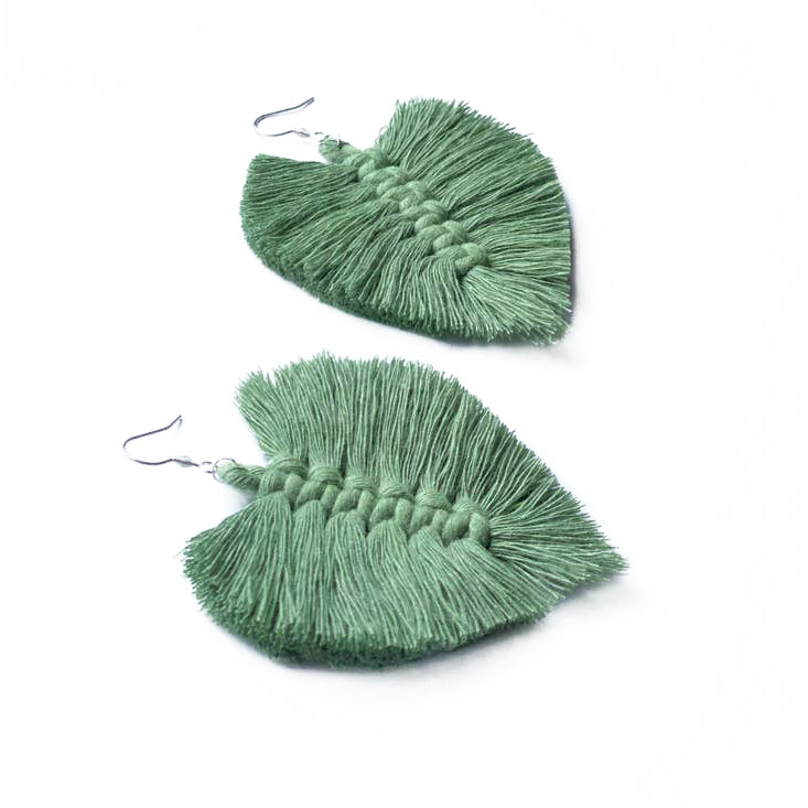 Cotton Leaf Earring Green  Besoph   