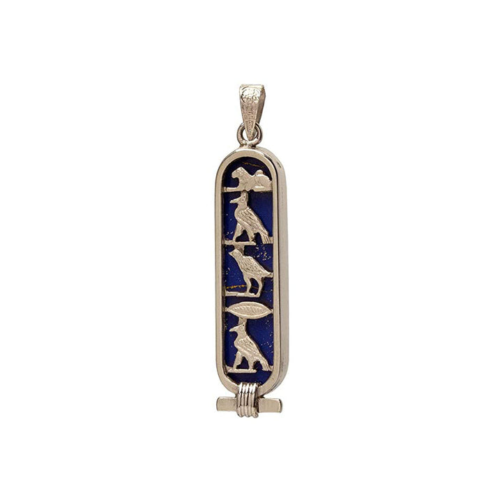 Personalized Sterling Silver Created Lapis Cartouche Pendant