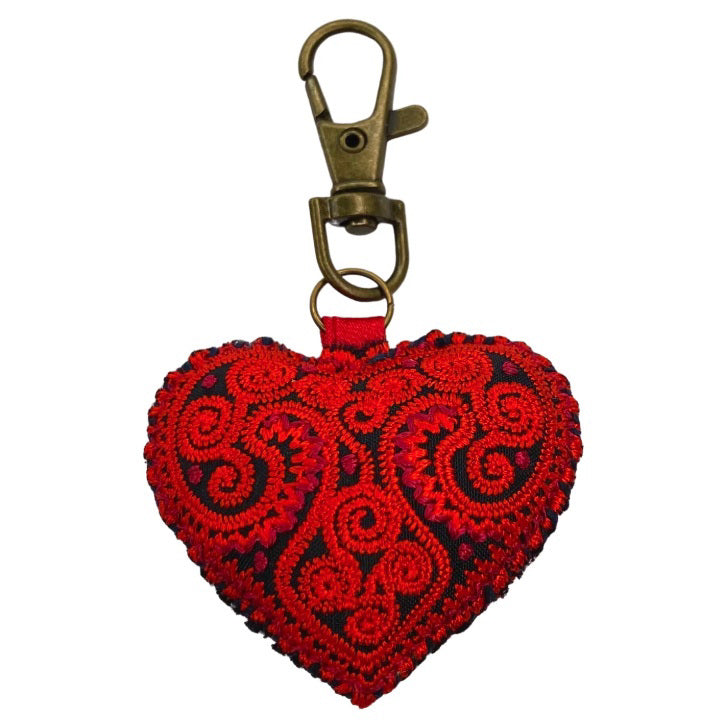 Embroidered Heart Keychain