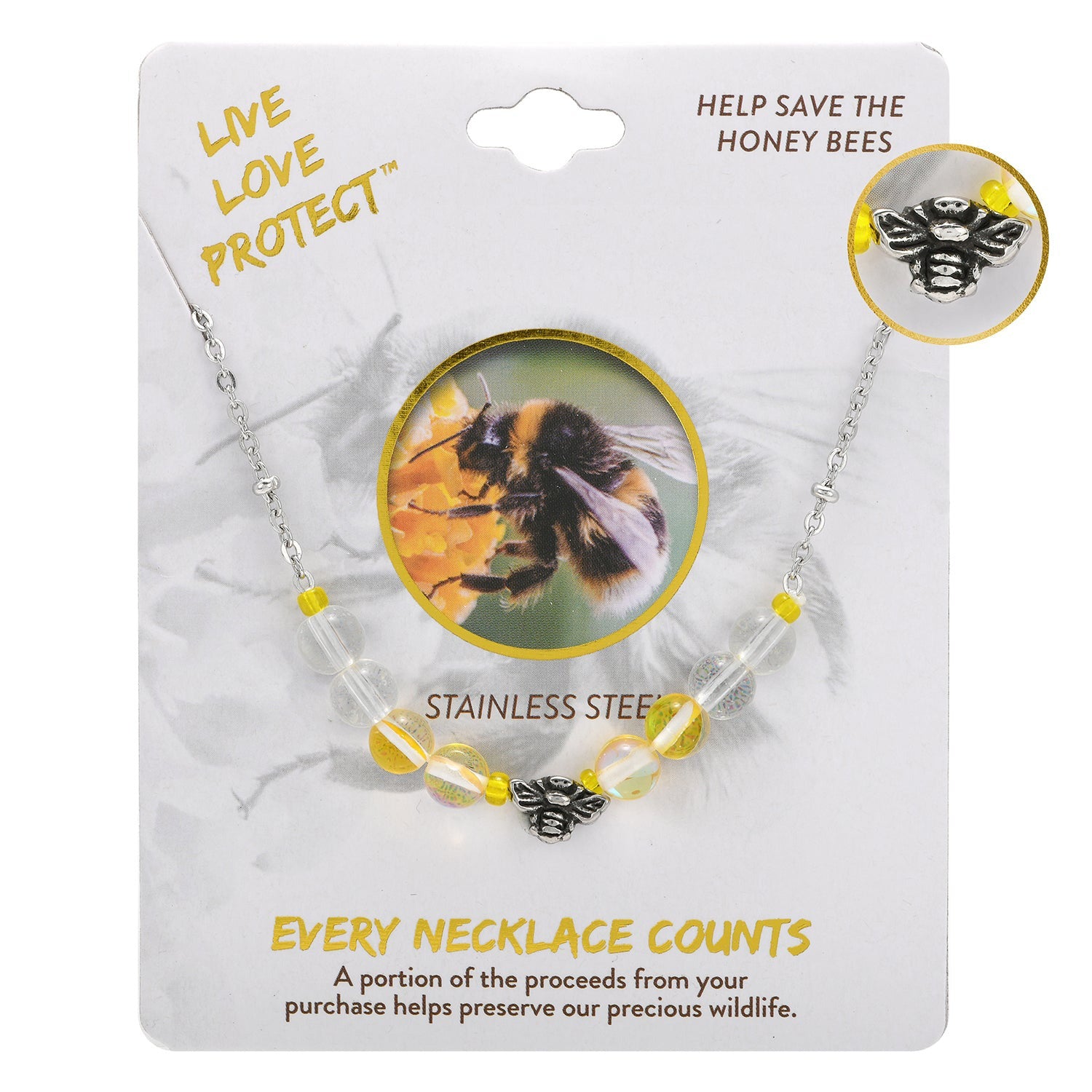 Live Love Protect Bees Necklace