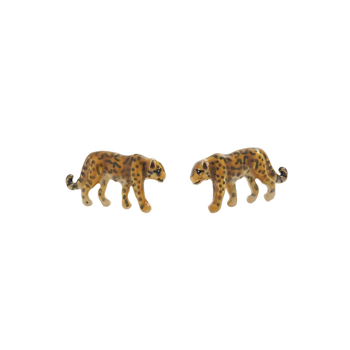 Enamel Leopard Stud Earrings Fable England