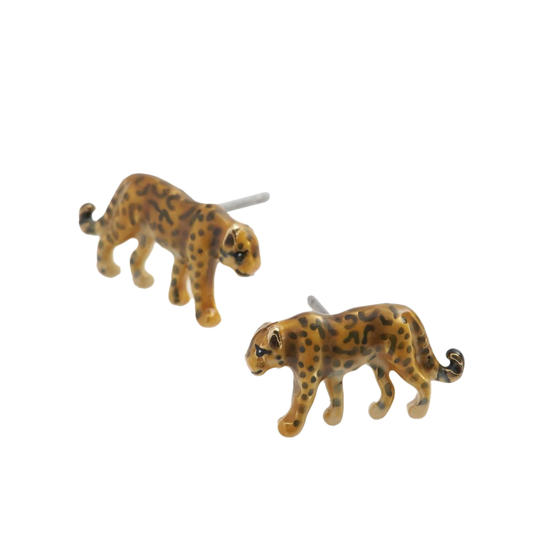 Enamel Leopard Stud Earrings Fable England