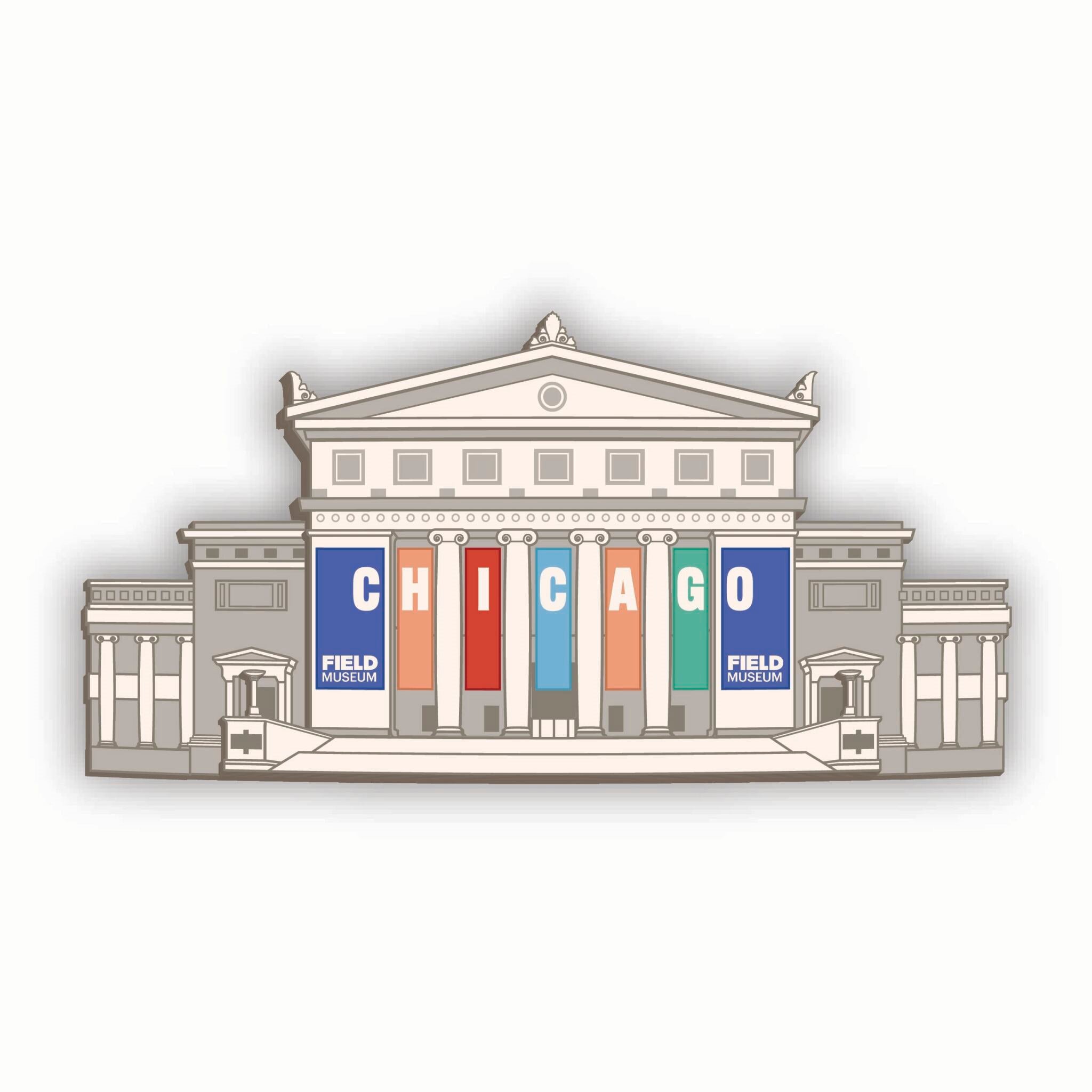 Colored Banners Museum Building Magnet