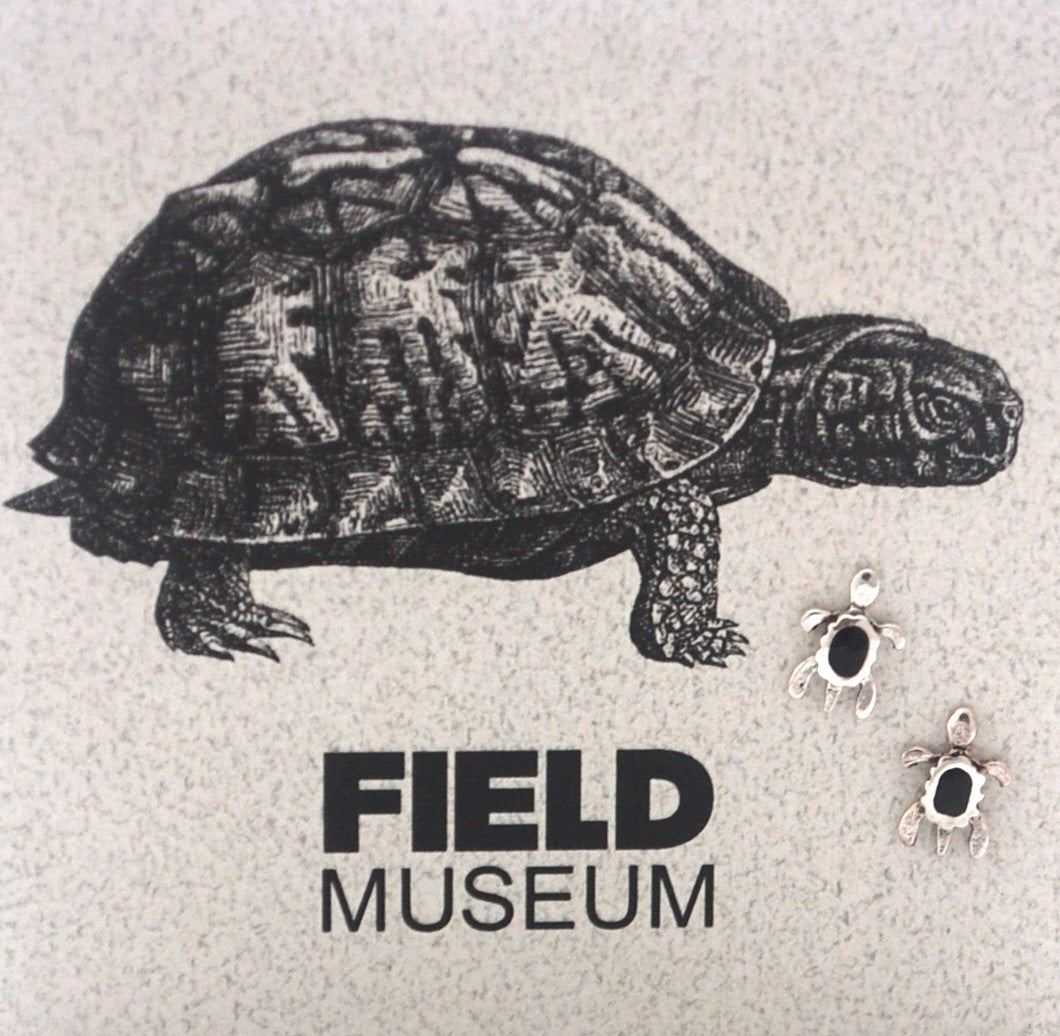 ER TURTLE ONYX POST SILVER FIELD BACKER