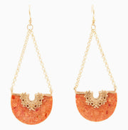 Crescent Orange Chandelier Earrings