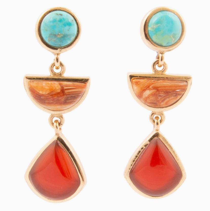 Blue Turquoise Carnelian Earrings
