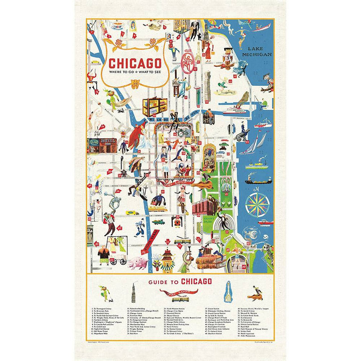 Chicago Map Tea Towel  Cavallini Papers & Co   