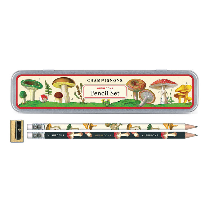 Mushrooms Pencils with Tin Case - 10 Pack  Cavallini Papers & Co   