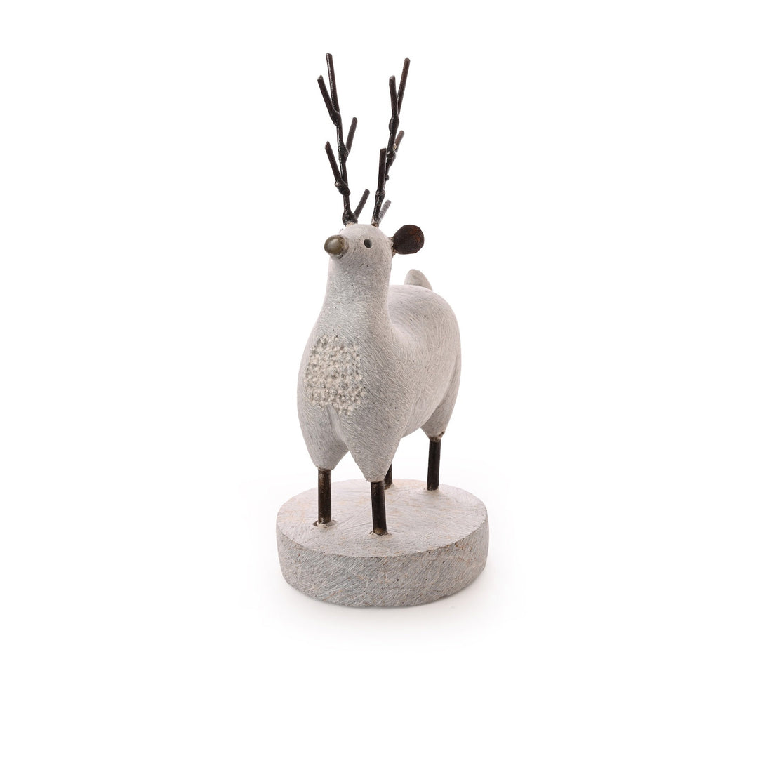 Stone and Metal Reindeer Sculpture  Swahili Imports   