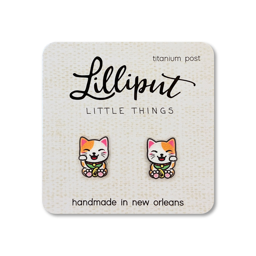 Lucky Cat Earrings  Lilliput Little Things   