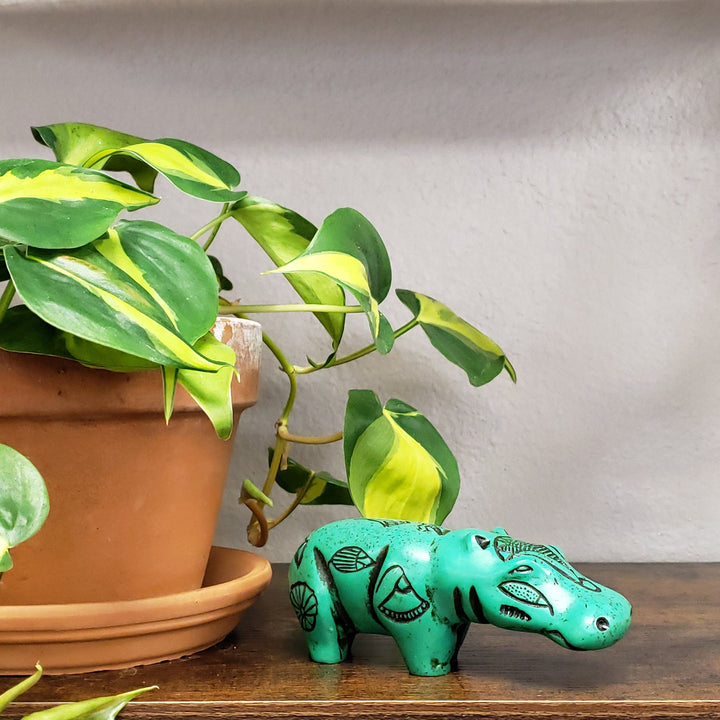 Hippo Statuette - Green  Discoveries   