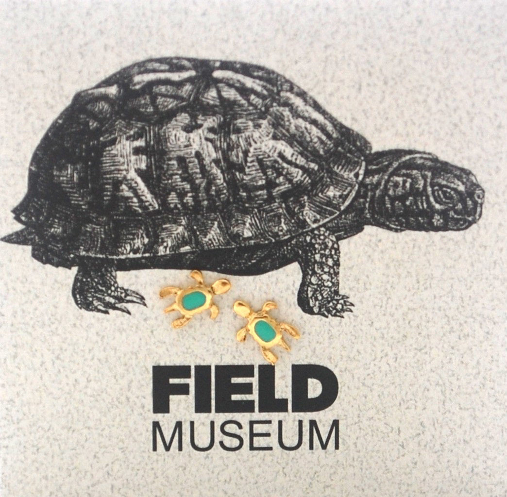 ER TURTLE TURQ POST GOLD FIELD BACKER