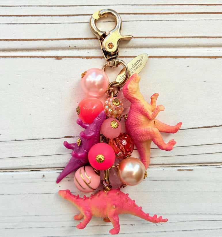 Pink Dinosaur Bag Charm