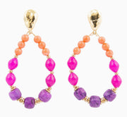 Bordeaux Purple Agate Shell Drop Earrings