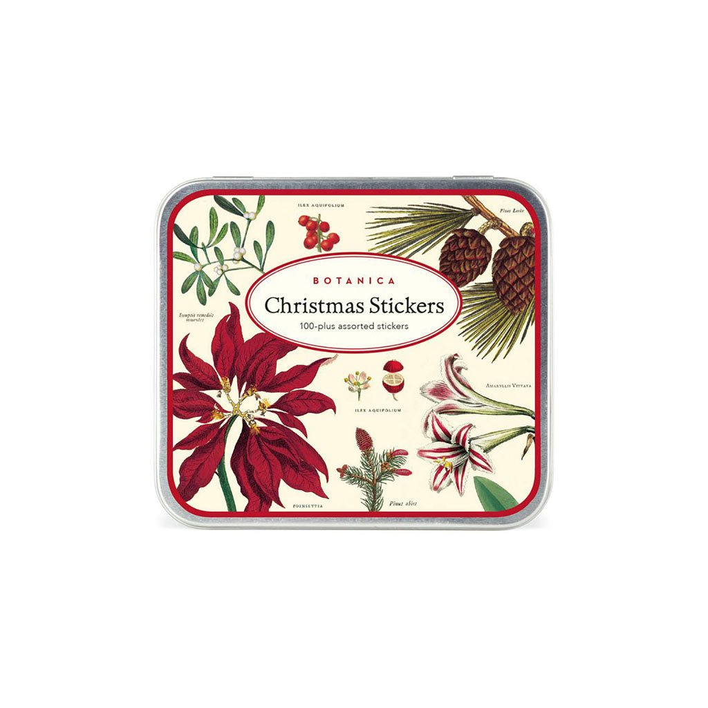 Christmas Botanical Stickers in Tin