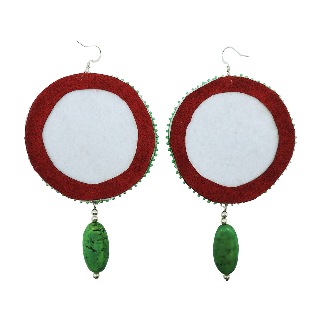 Green Bead Drop Rawhide Earrings by Carrie Moran McCleary Jewelry Field Museum Store   