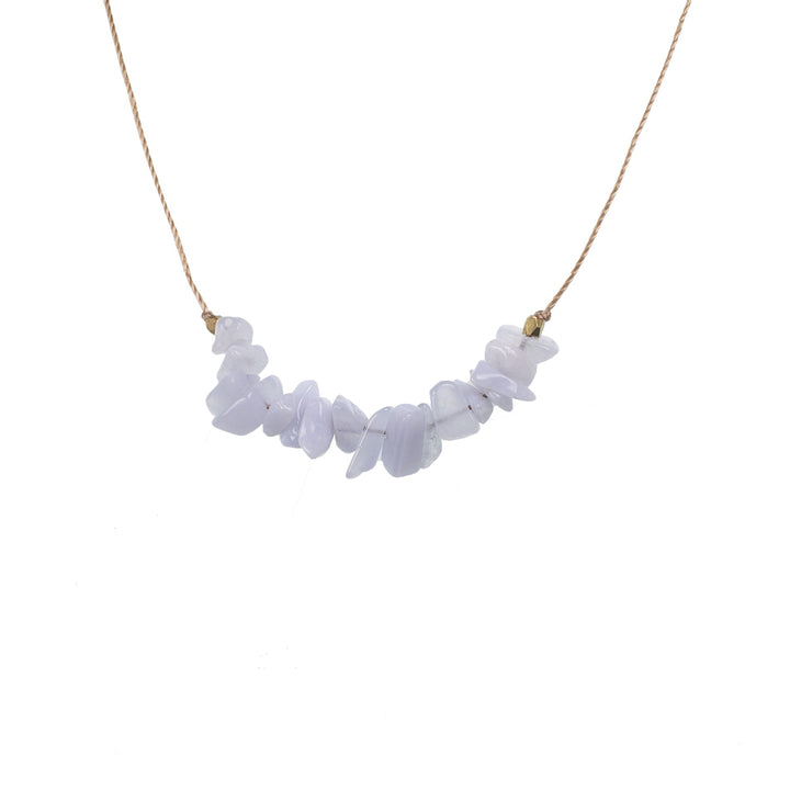 Blue Lace Agate Seed Necklace Jewelry SoulKu   