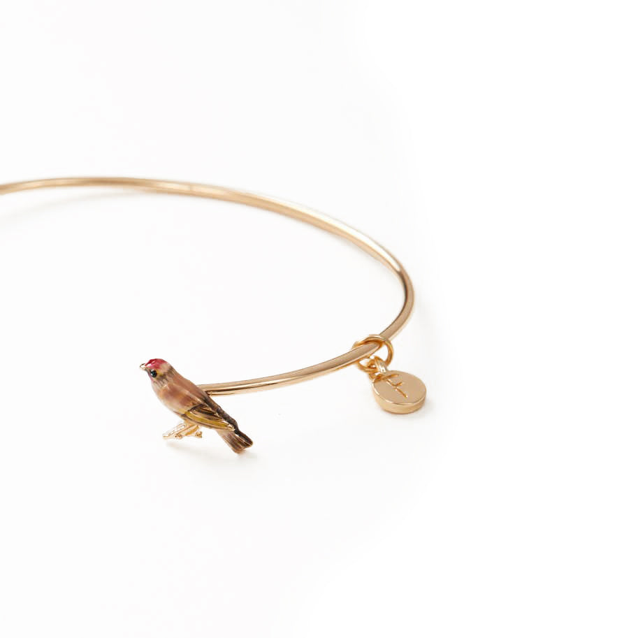 Enamel Goldfinch Bangle Bracelet