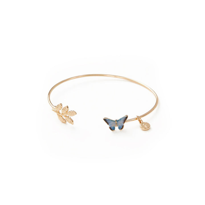 Enamel Blue Butterfly Bangle Bracelet