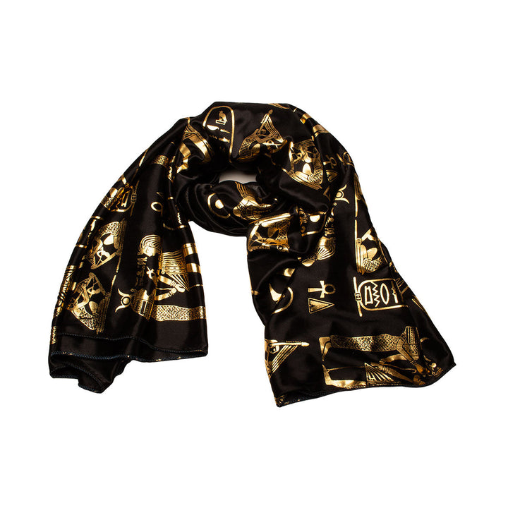 Black & Gold Hieroglyphic Scarf Scarves Discoveries   