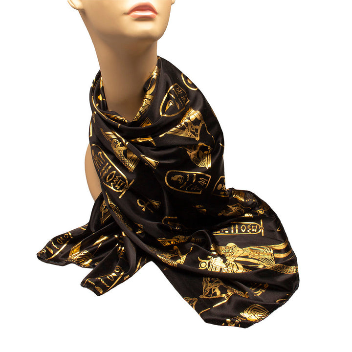 Black & Gold Hieroglyphic Scarf Scarves Discoveries   