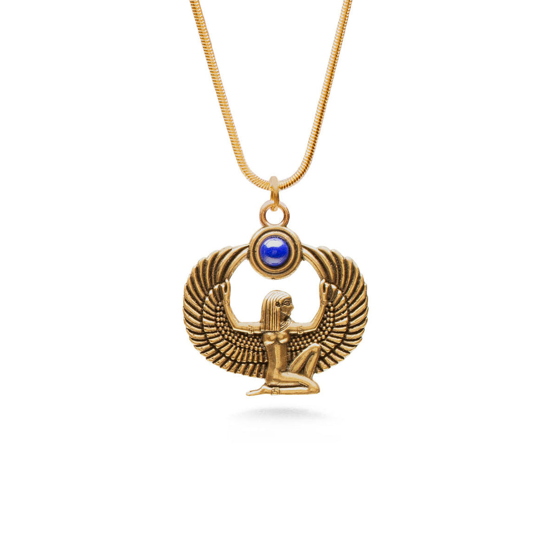 Gold ISIS with Lapis Pendant Necklace