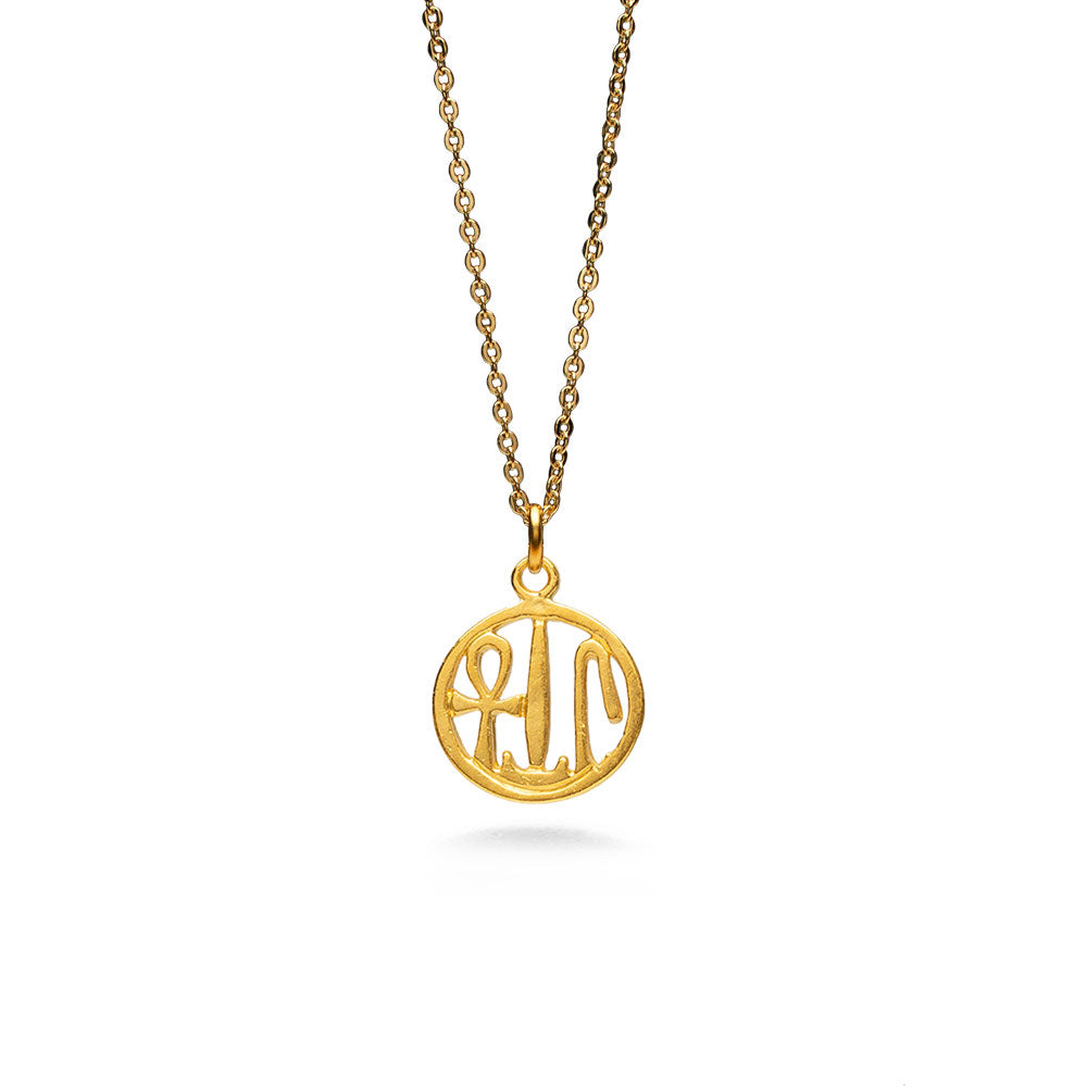 Gold Finish Health, Life & Happiness Pendant Necklace