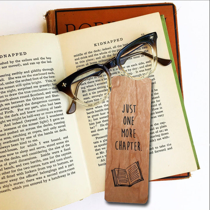 Just One More Chapter Wood Bookmark