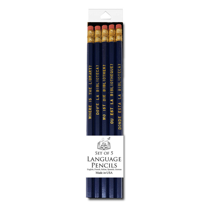 'Where is the Library' Language Pencil Set