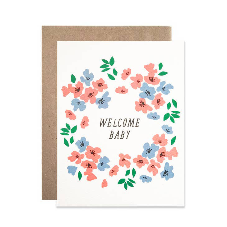 Welcome Baby Wreath Greeting Card