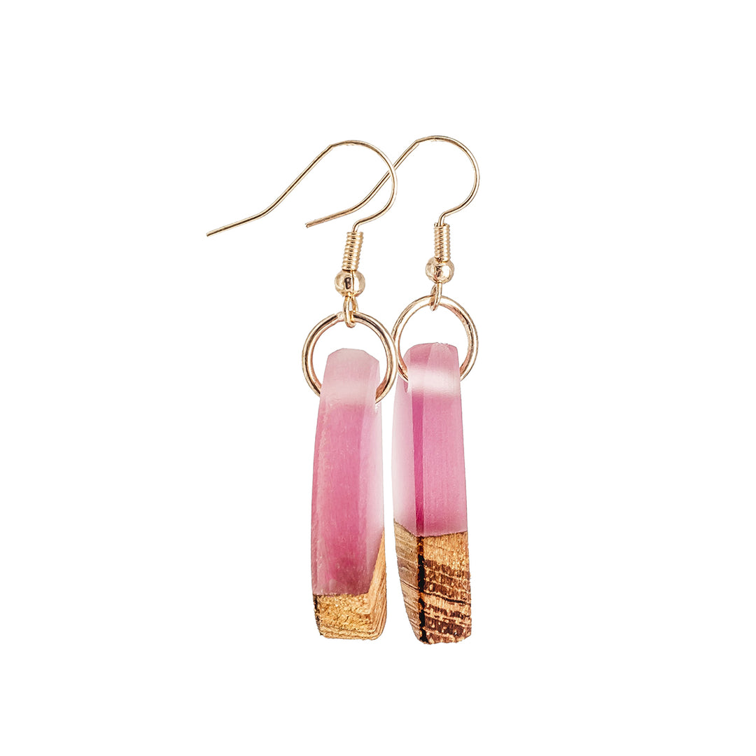 Luna Pink Wooden Earrings