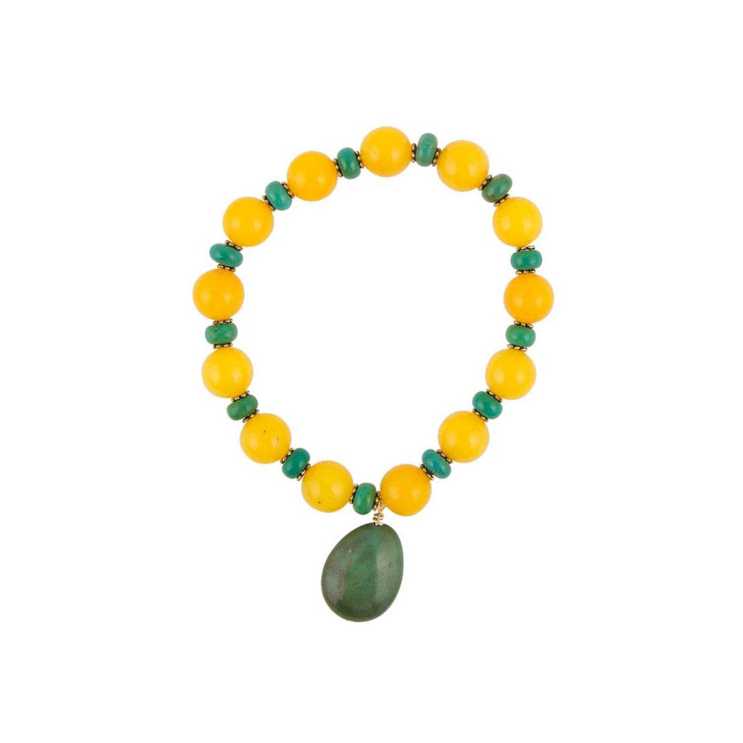 Yellow Jade and Turquoise Magnesite Bracelet